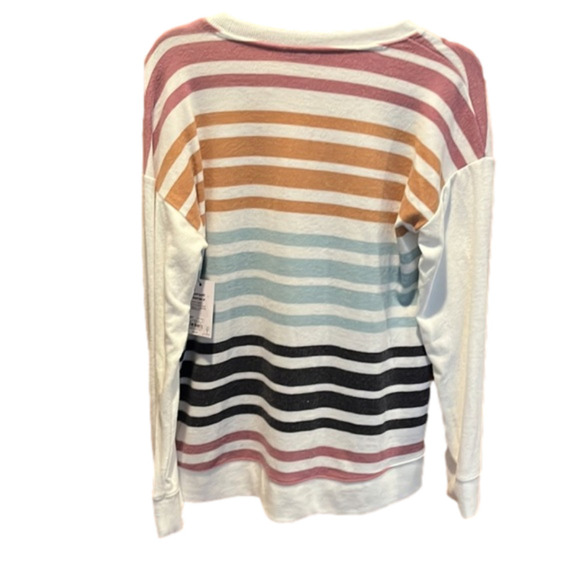 Sonoma “The Supersoft Crewneck’ white multi-stripe sweater size small - Picture 2 of 5